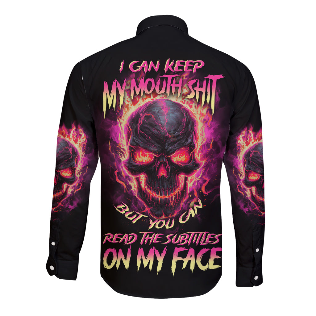 I Can Keep My Mouth Long Sleeve Button Shirt - Wonder Print Shop