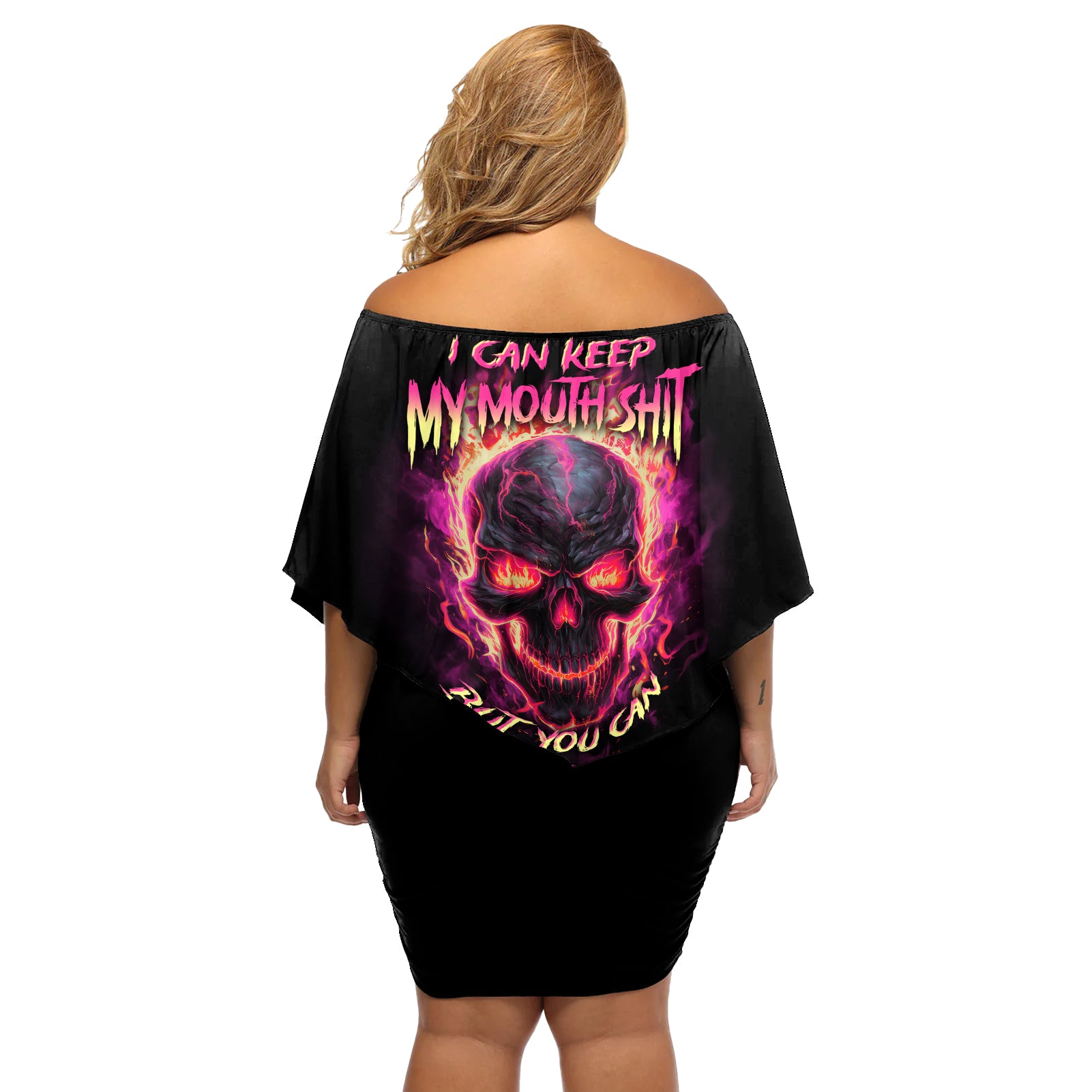 I Can Keep My Mouth Off Shoulder Short Dress - Wonder Print Shop