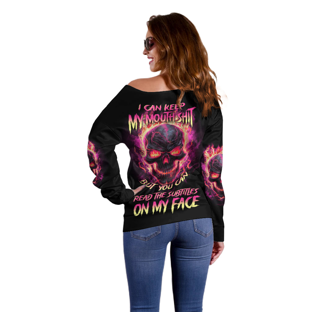 I Can Keep My Mouth Off Shoulder Sweater - Wonder Print Shop