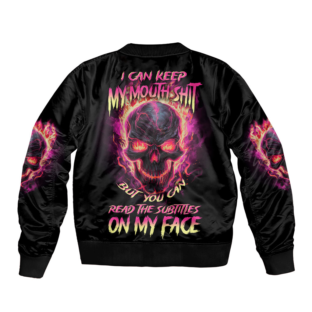 I Can Keep My Mouth Sleeve Zip Bomber Jacket - Wonder Print Shop