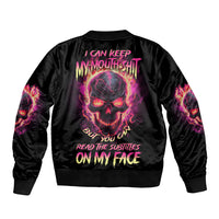 I Can Keep My Mouth Sleeve Zip Bomber Jacket - Wonder Print Shop