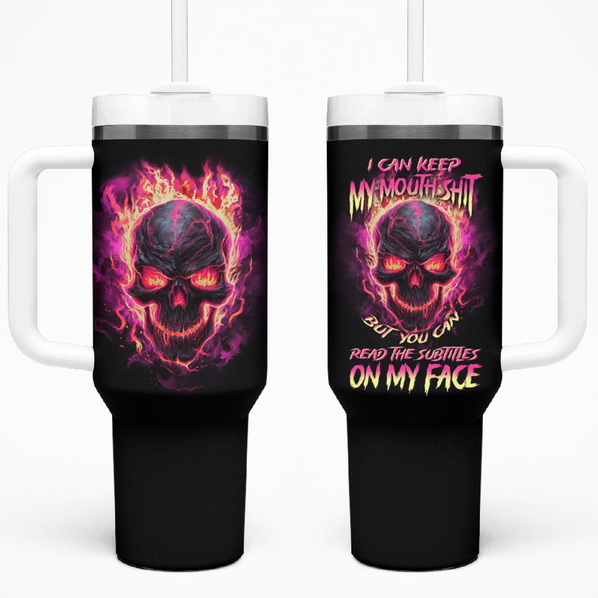 I Can Keep My Mouth Tumbler With Handle - Wonder Print Shop