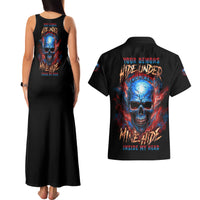 Your Demons Hide Under Your Bed Skull Couples Matching Tank Maxi Dress and Hawaiian Shirt - Wonder Print Shop