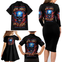 Your Demons Hide Under Your Bed Skull Family Matching Long Sleeve Bodycon Dress and Hawaiian Shirt - Wonder Print Shop