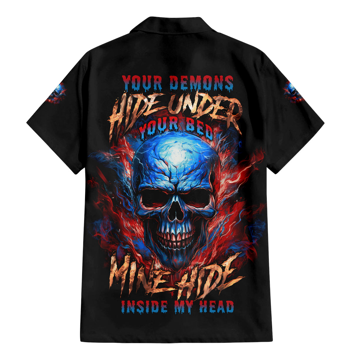 Your Demons Hide Under Your Bed Skull Family Matching Mermaid Dress and Hawaiian Shirt - Wonder Print Shop