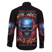 Your Demons Hide Under Your Bed Skull Family Matching Summer Maxi Dress and Hawaiian Shirt - Wonder Print Shop