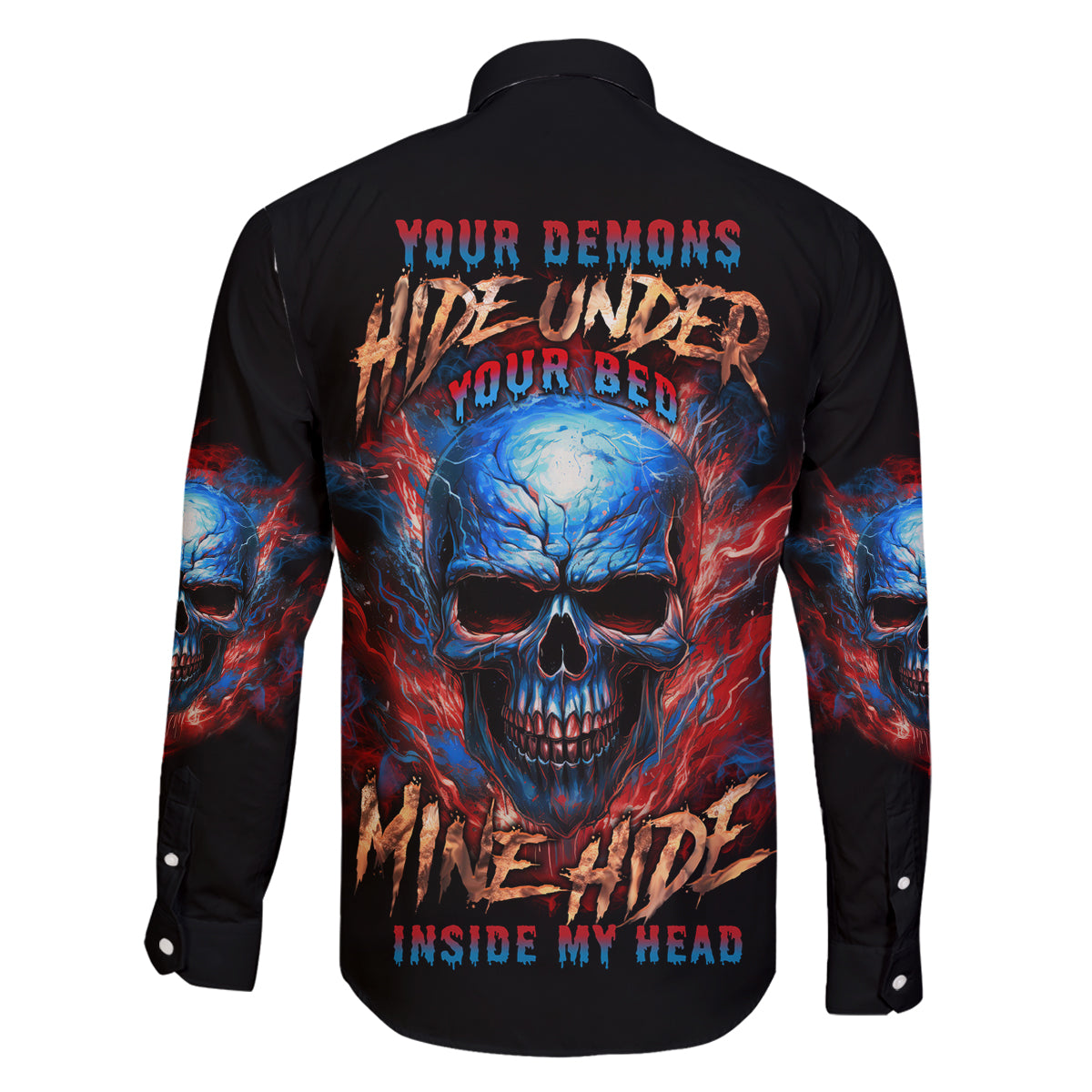 Your Demons Hide Under Your Bed Skull Family Matching Tank Maxi Dress and Hawaiian Shirt - Wonder Print Shop