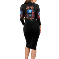 Your Demons Hide Under Your Bed Skull Long Sleeve Bodycon Dress - Wonder Print Shop