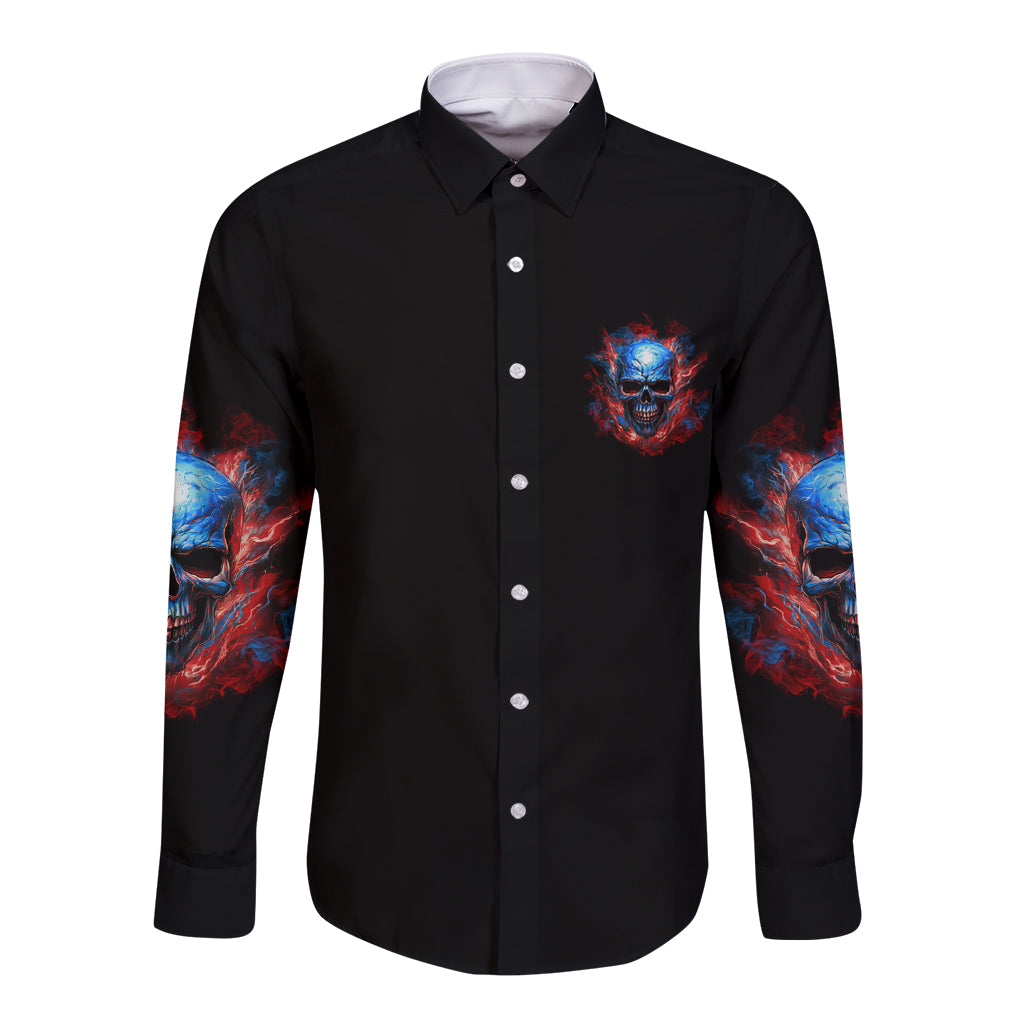 Your Demons Hide Under Your Bed Skull Long Sleeve Button Shirt - Wonder Print Shop