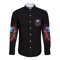 Your Demons Hide Under Your Bed Skull Long Sleeve Button Shirt - Wonder Print Shop