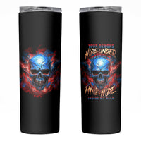 Your Demons Hide Under Your Bed Skull Skinny Tumbler - Wonder Print Shop