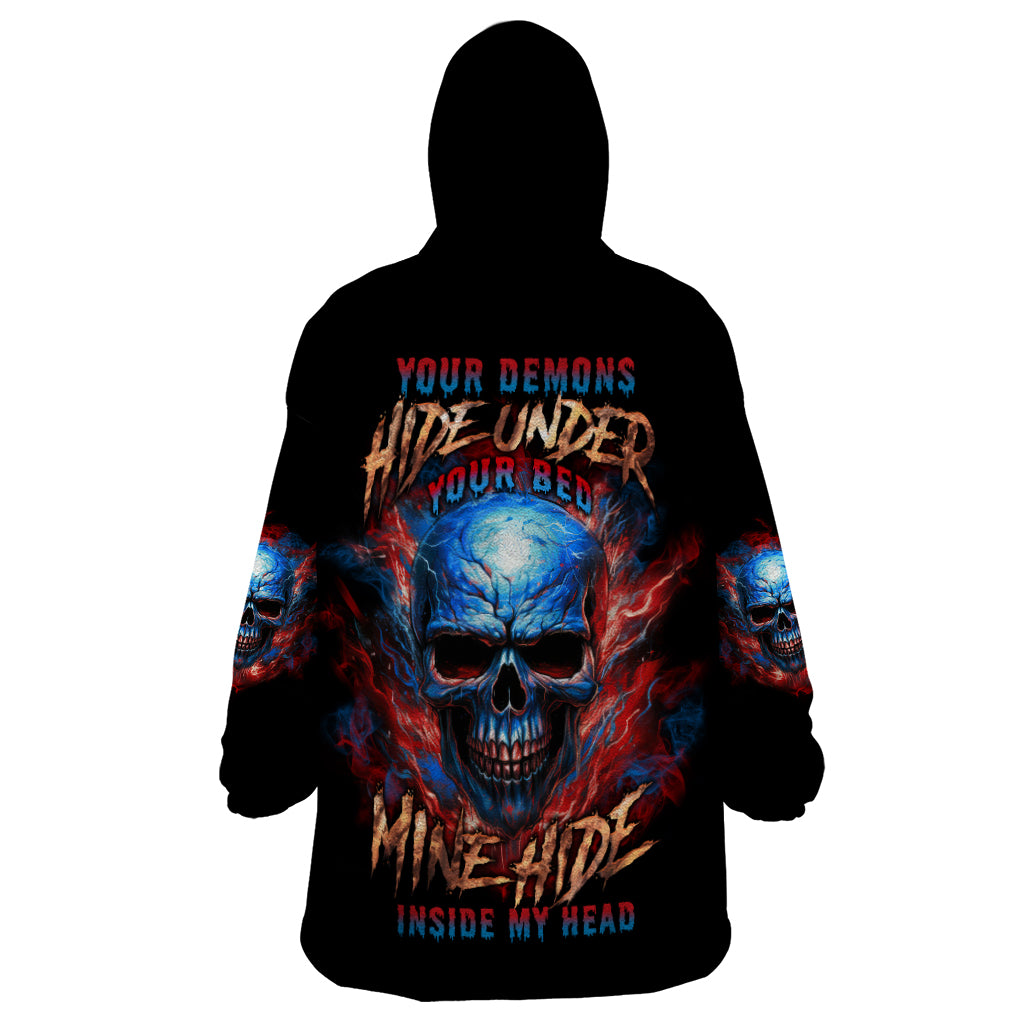 Your Demons Hide Under Your Bed Skull Wearable Blanket Hoodie - Wonder Print Shop