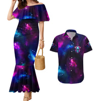 Karma Fairy Skull Galaxy Couples Matching Mermaid Dress and Hawaiian Shirt - Wonder Print Shop