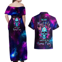 Karma Fairy Skull Galaxy Couples Matching Off Shoulder Maxi Dress and Hawaiian Shirt - Wonder Print Shop