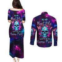 Karma Fairy Skull Galaxy Couples Matching Puletasi Dress and Long Sleeve Button Shirt - Wonder Print Shop