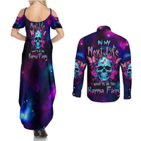 Karma Fairy Skull Galaxy Couples Matching Summer Maxi Dress and Long Sleeve Button Shirt - Wonder Print Shop