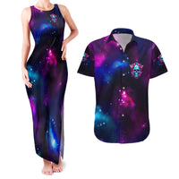 Karma Fairy Skull Galaxy Couples Matching Tank Maxi Dress and Hawaiian Shirt - Wonder Print Shop