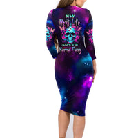 Karma Fairy Skull Galaxy Family Matching Long Sleeve Bodycon Dress and Hawaiian Shirt - Wonder Print Shop