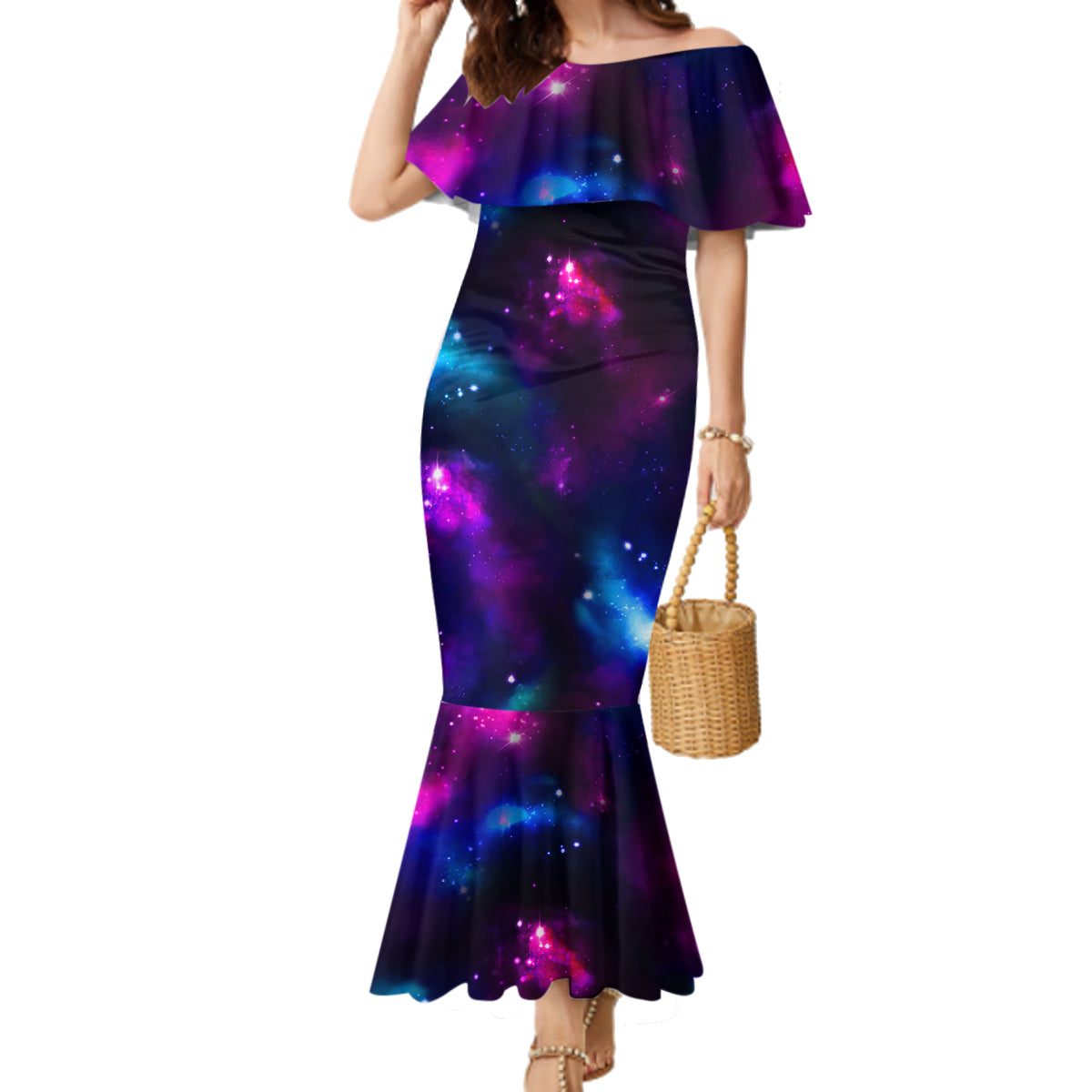 Karma Fairy Skull Galaxy Family Matching Mermaid Dress and Hawaiian Shirt - Wonder Print Shop