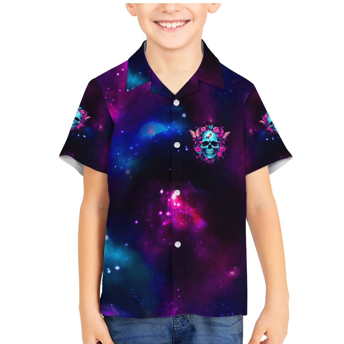 Karma Fairy Skull Galaxy Family Matching Mermaid Dress and Hawaiian Shirt - Wonder Print Shop