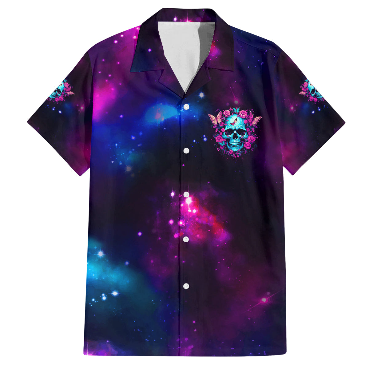 Karma Fairy Skull Galaxy Family Matching Off Shoulder Maxi Dress and Hawaiian Shirt - Wonder Print Shop