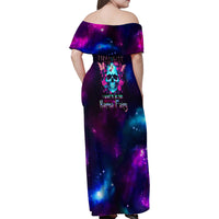 Karma Fairy Skull Galaxy Family Matching Off Shoulder Maxi Dress and Hawaiian Shirt - Wonder Print Shop