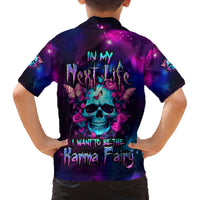 Karma Fairy Skull Galaxy Family Matching Off Shoulder Short Dress and Hawaiian Shirt - Wonder Print Shop