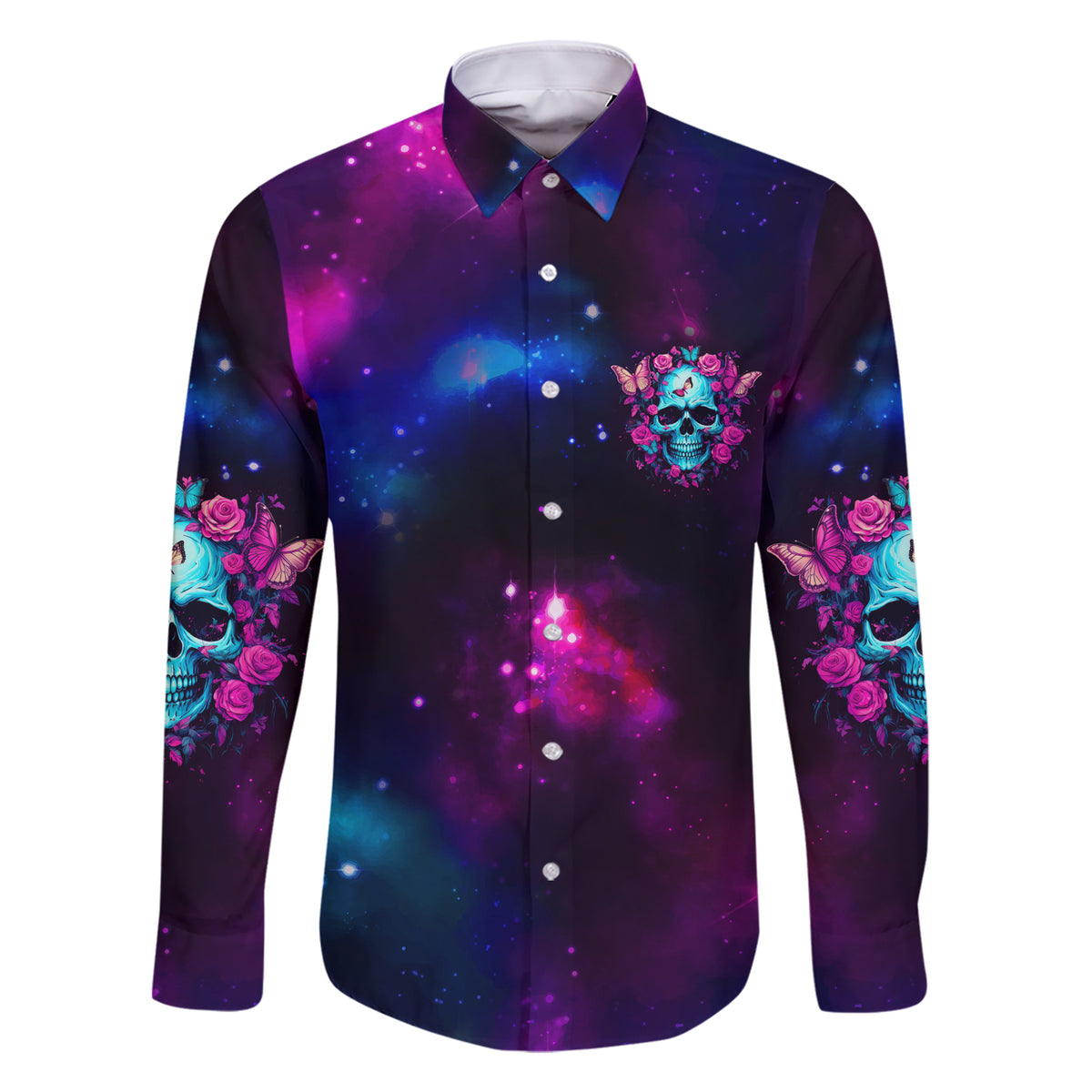 Karma Fairy Skull Galaxy Family Matching Short Sleeve Bodycon Dress and Hawaiian Shirt - Wonder Print Shop