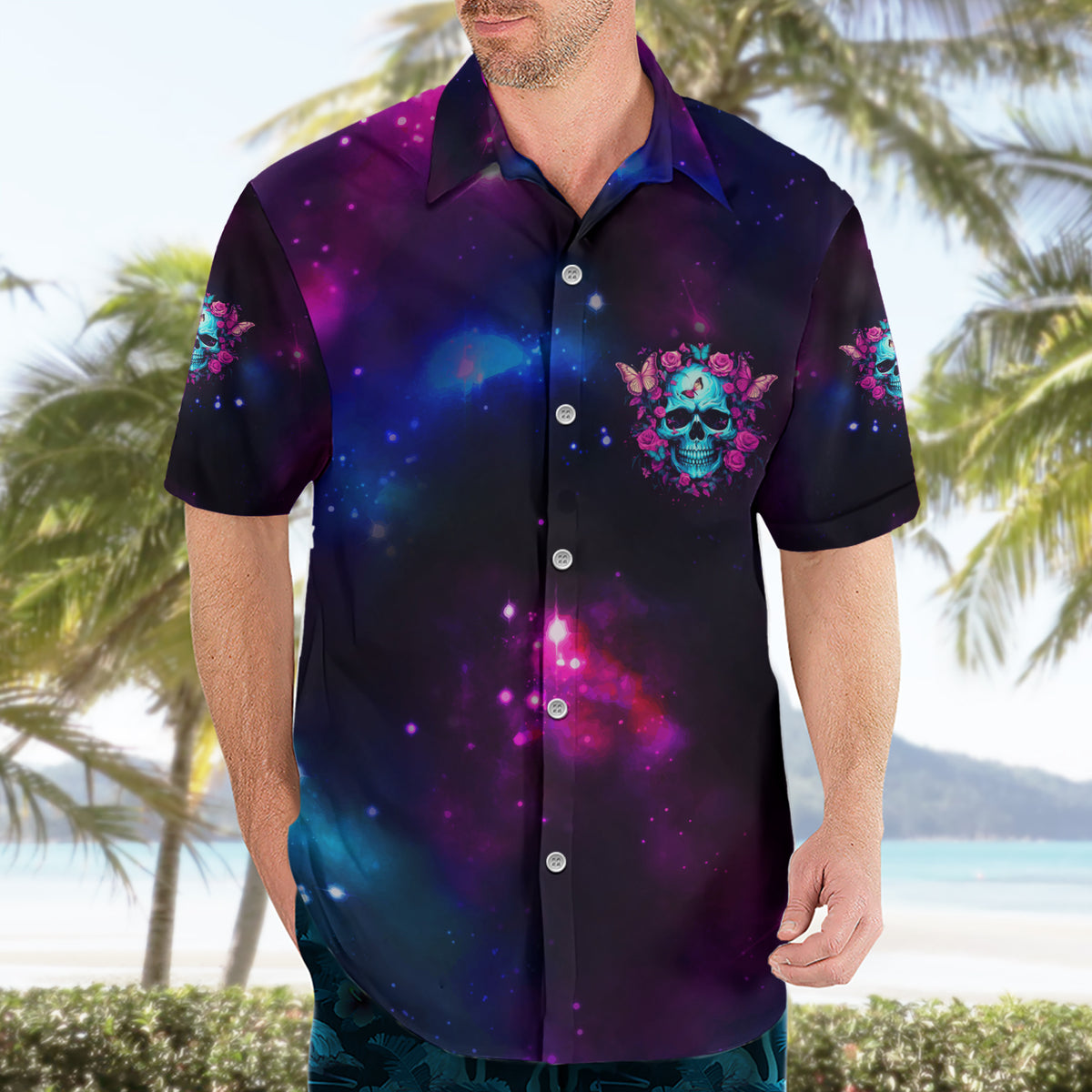 Karma Fairy Skull Galaxy Hawaiian Shirt - Wonder Print Shop
