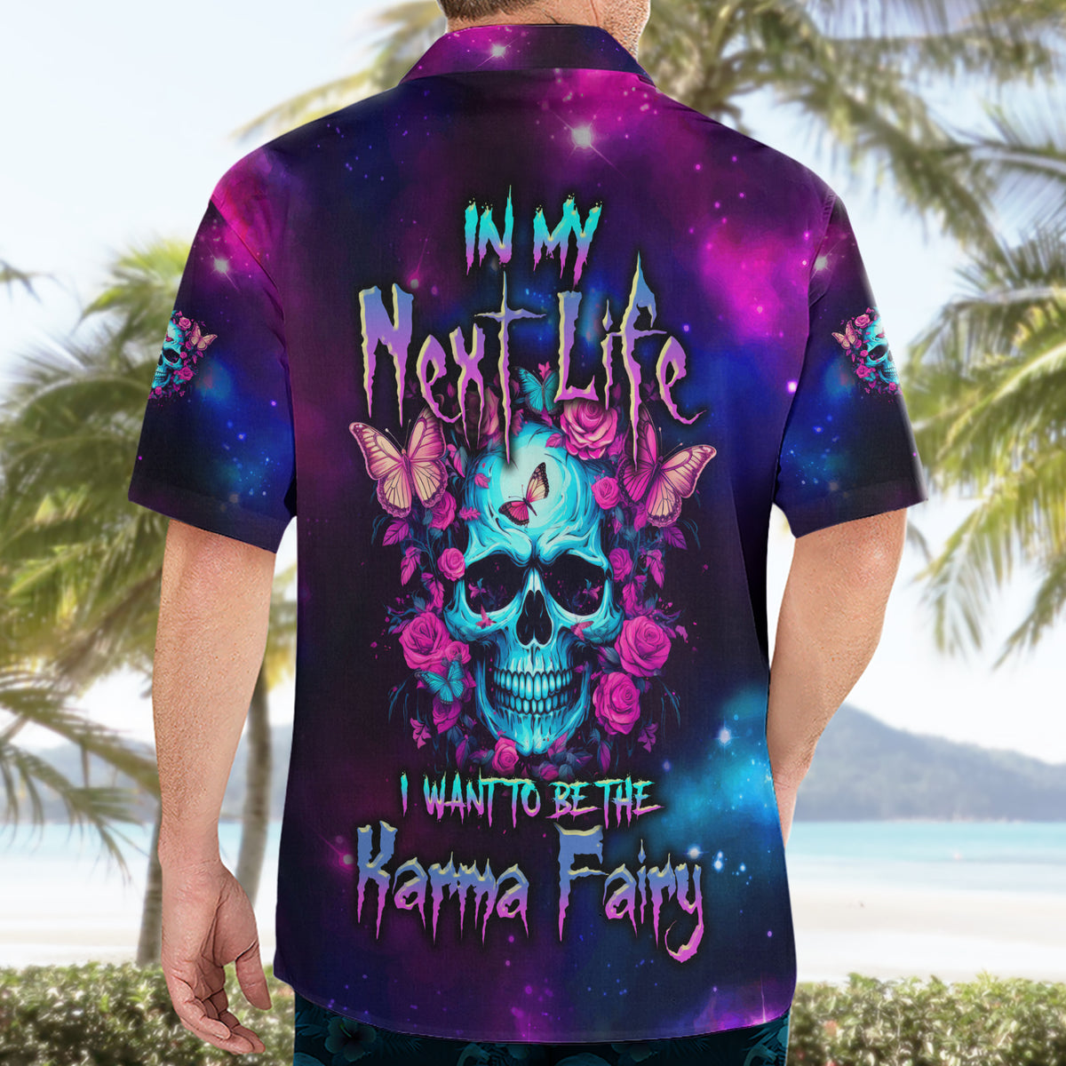 Karma Fairy Skull Galaxy Hawaiian Shirt - Wonder Print Shop
