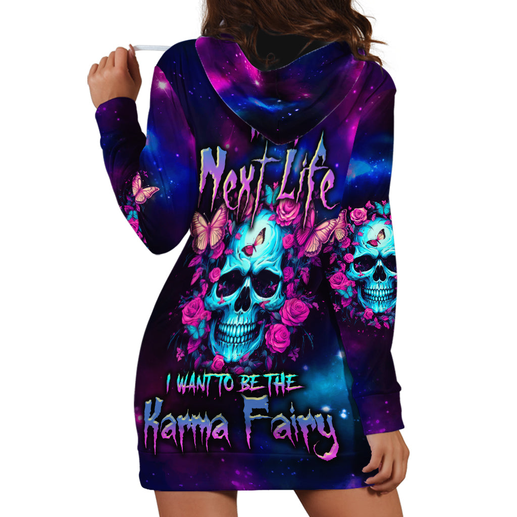Karma Fairy Skull Galaxy Hoodie Dress - Wonder Print Shop