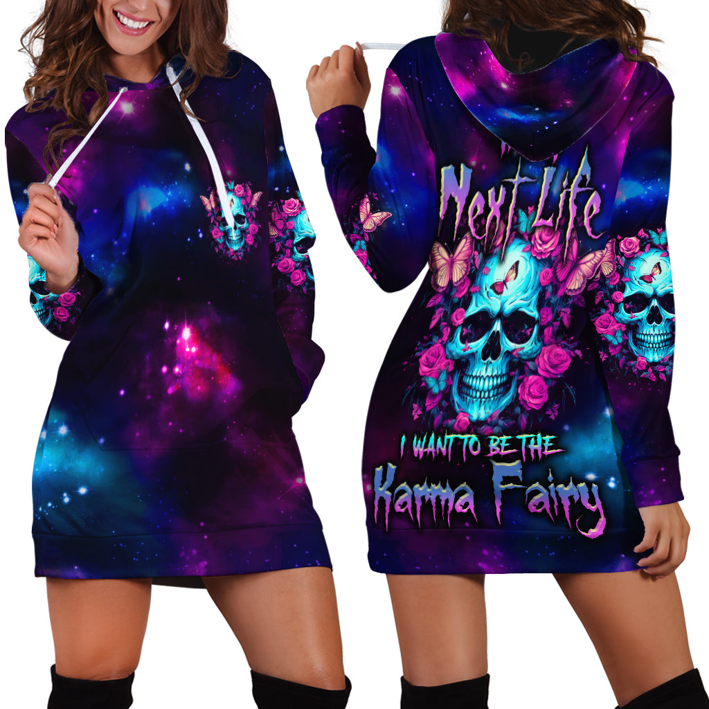 Karma Fairy Skull Galaxy Hoodie Dress - Wonder Print Shop