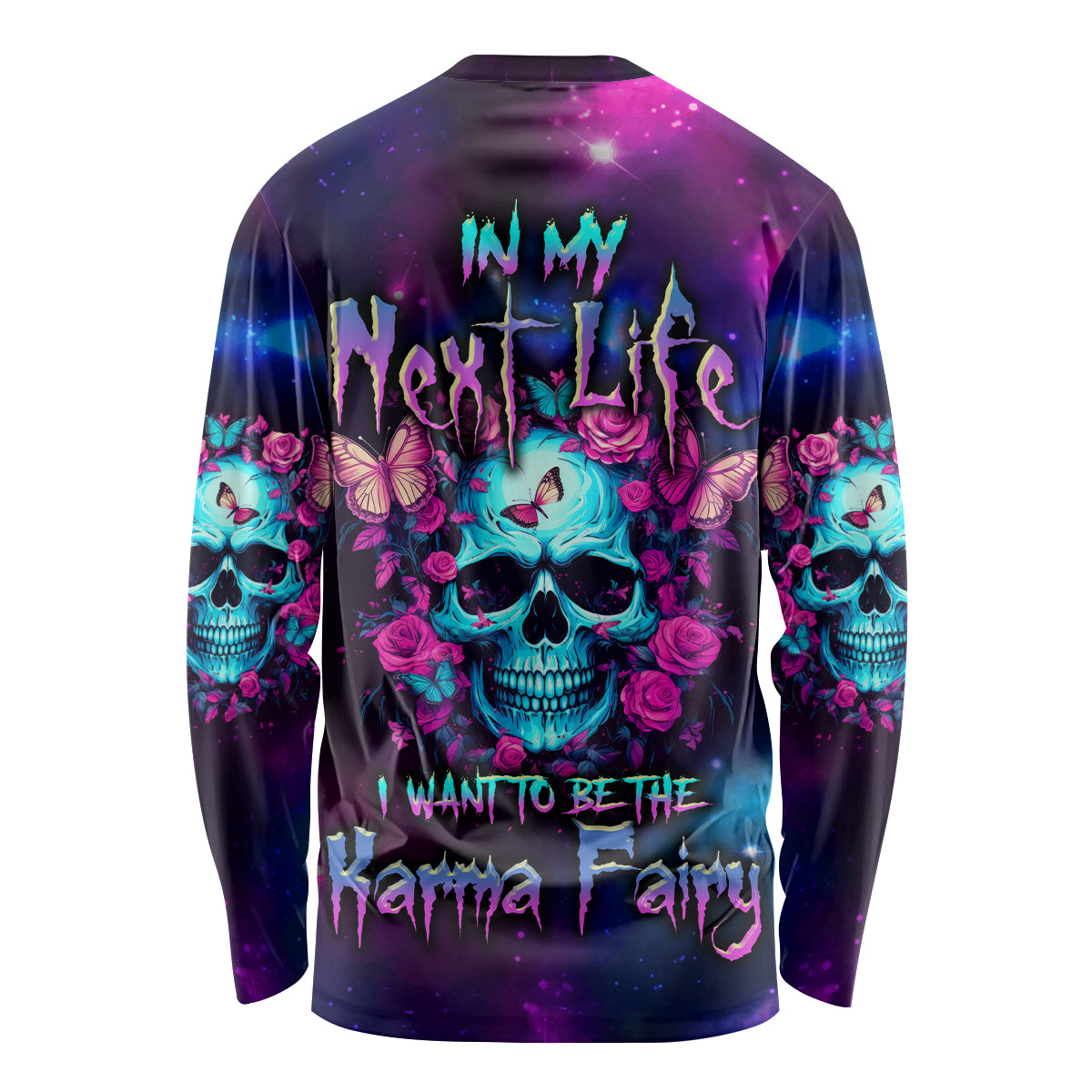 Karma Fairy Skull Galaxy Long Sleeve Shirt - Wonder Print Shop