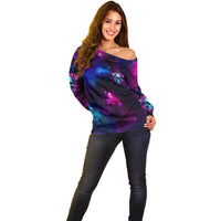 Karma Fairy Skull Galaxy Off Shoulder Sweater - Wonder Print Shop