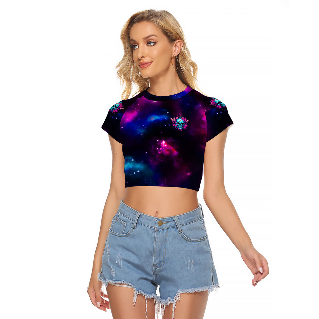 Karma Fairy Skull Galaxy Raglan Cropped T Shirt - Wonder Print Shop