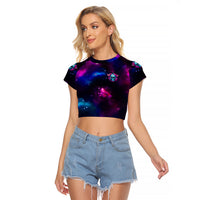 Karma Fairy Skull Galaxy Raglan Cropped T Shirt - Wonder Print Shop