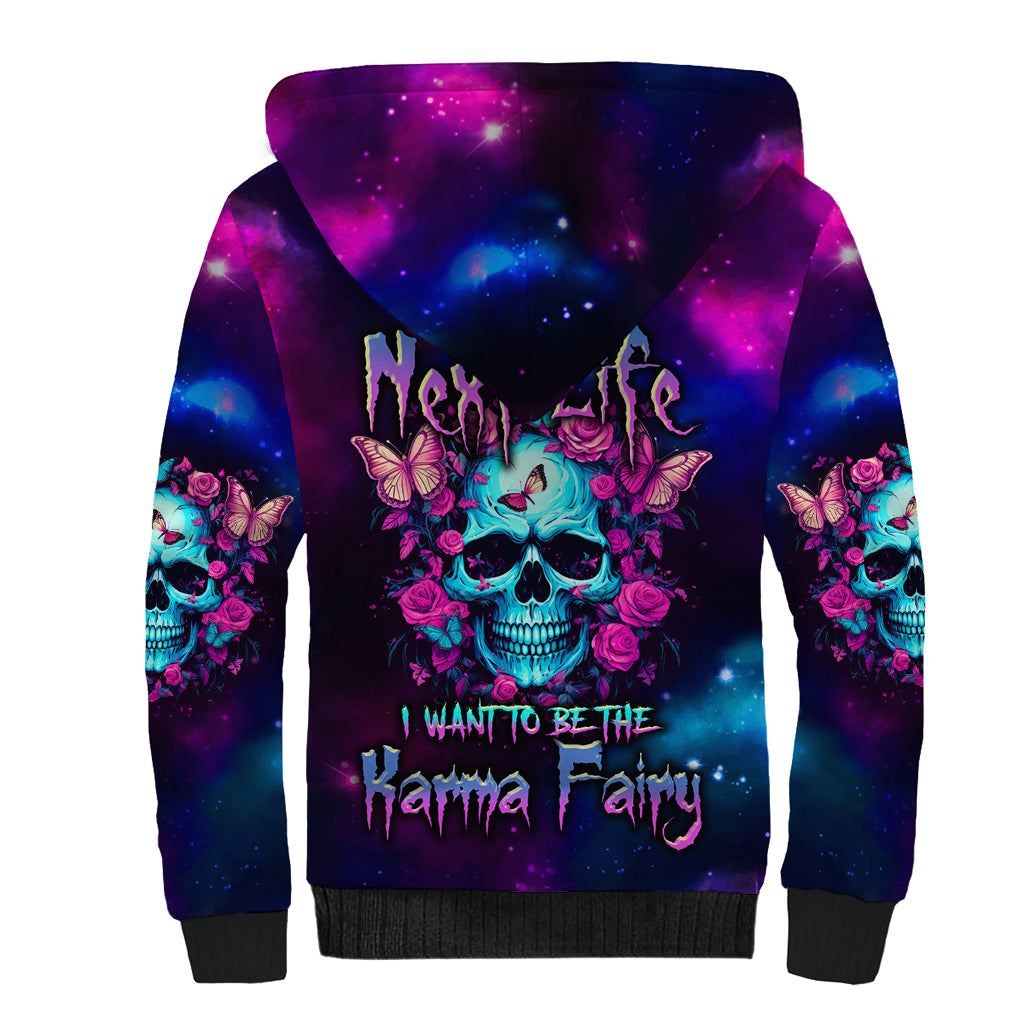 Karma Fairy Skull Galaxy Sherpa Hoodie - Wonder Print Shop