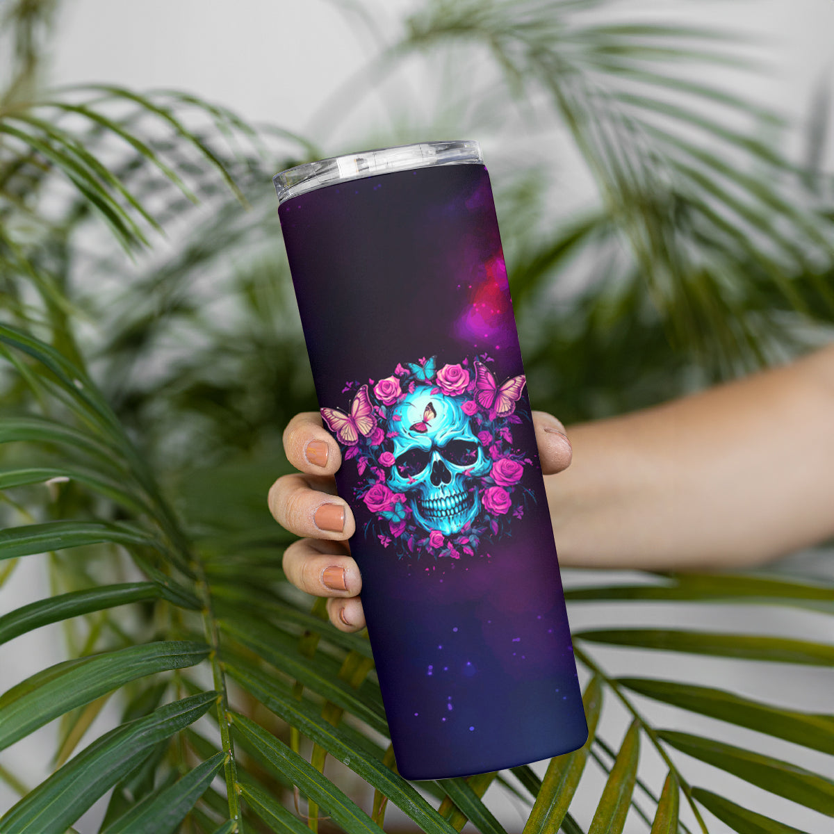 Karma Fairy Skull Galaxy Skinny Tumbler - Wonder Print Shop