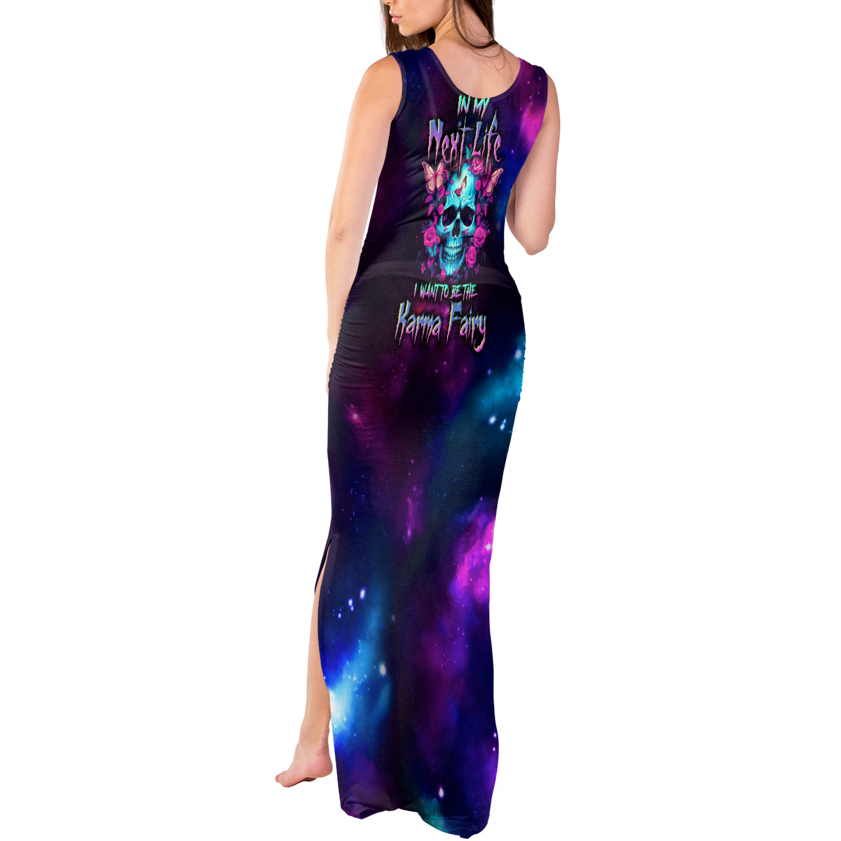 Karma Fairy Skull Galaxy Tank Maxi Dress - Wonder Print Shop