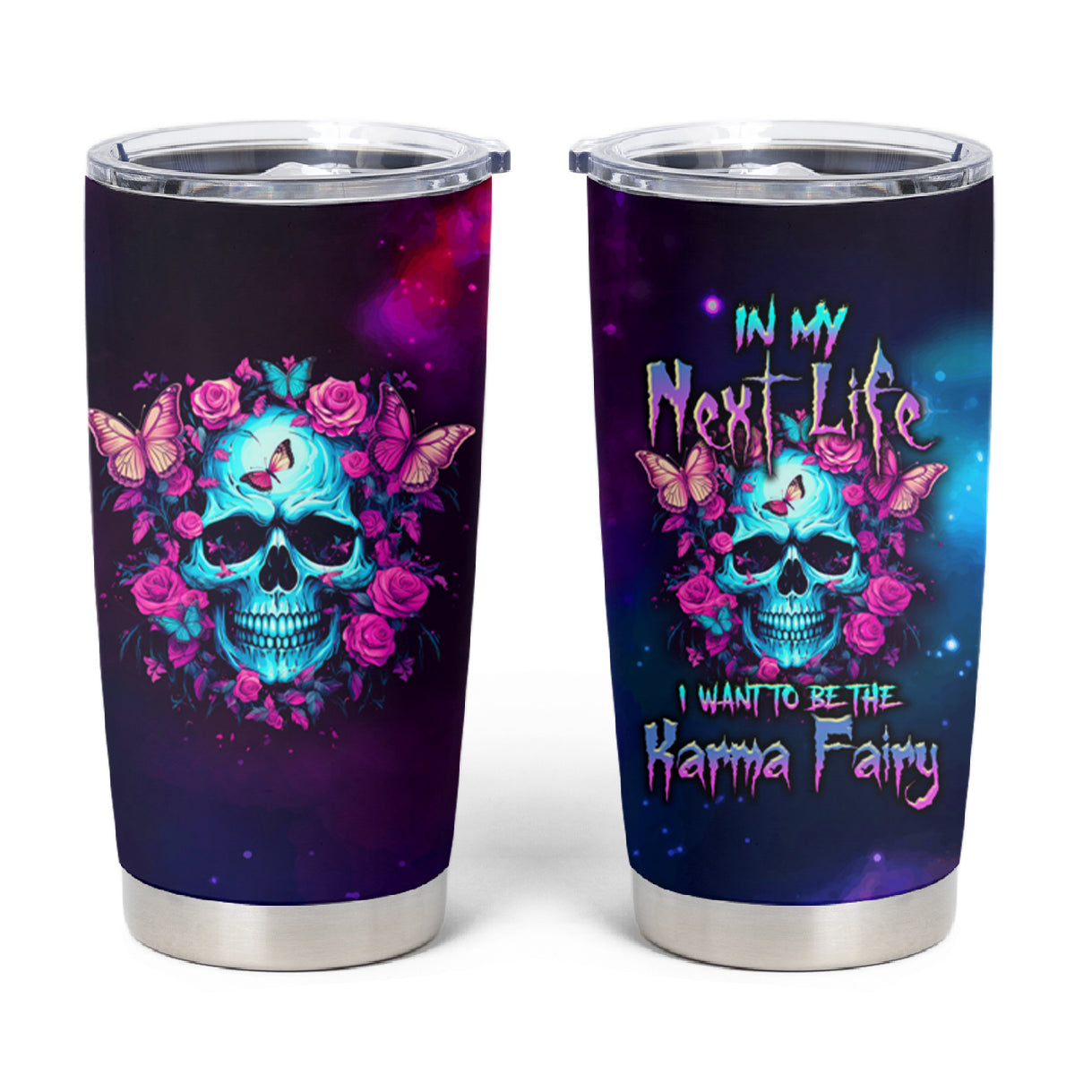Karma Fairy Skull Galaxy Tumbler Cup - Wonder Print Shop