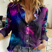 Karma Fairy Skull Galaxy Women Casual Shirt - Wonder Print Shop