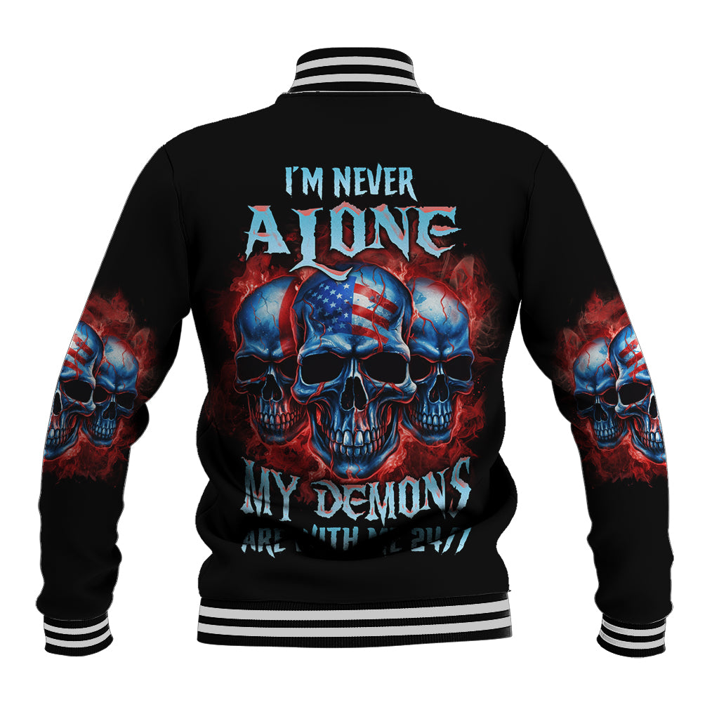 I'm Never Alone My Demons Are With Me 24/7 Baseball Jacket - Wonder Print Shop