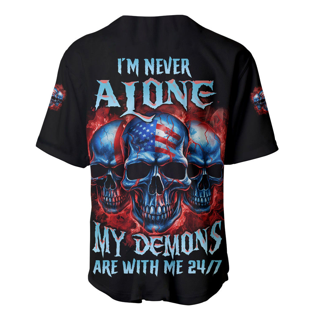 I'm Never Alone My Demons Are With Me 24/7 Baseball Jersey - Wonder Print Shop