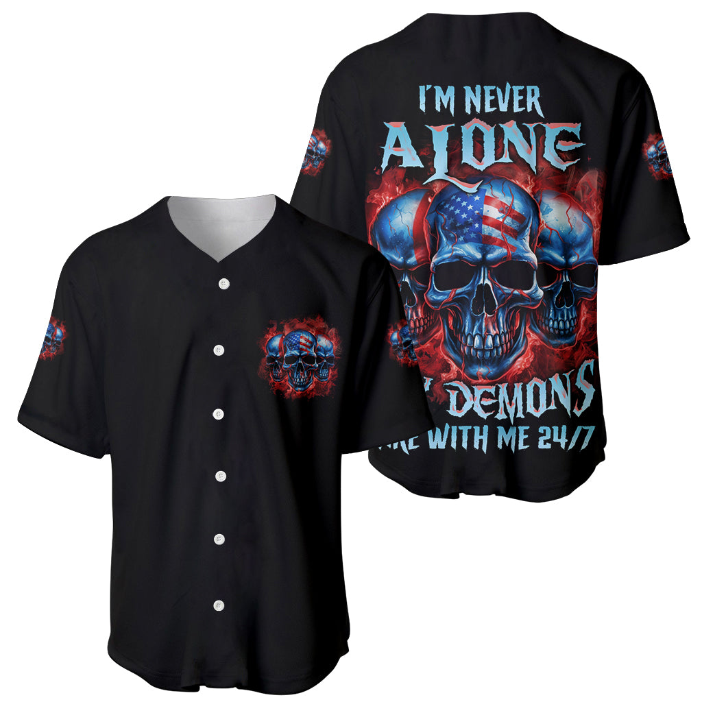 I'm Never Alone My Demons Are With Me 24/7 Baseball Jersey - Wonder Print Shop