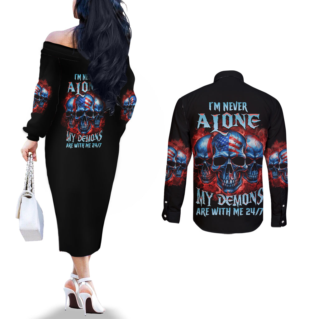 im-never-alone-my-demons-are-with-me-247-couples-matching-off-the-shoulder-long-sleeve-dress-and-long-sleeve-button-shirt