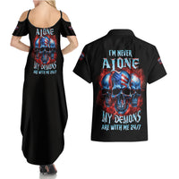 I'm Never Alone My Demons Are With Me 24/7 Couples Matching Summer Maxi Dress and Hawaiian Shirt - Wonder Print Shop