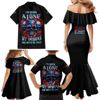 I'm Never Alone My Demons Are With Me 24/7 Family Matching Mermaid Dress and Hawaiian Shirt - Wonder Print Shop
