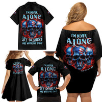 I'm Never Alone My Demons Are With Me 24/7 Family Matching Off Shoulder Short Dress and Hawaiian Shirt - Wonder Print Shop