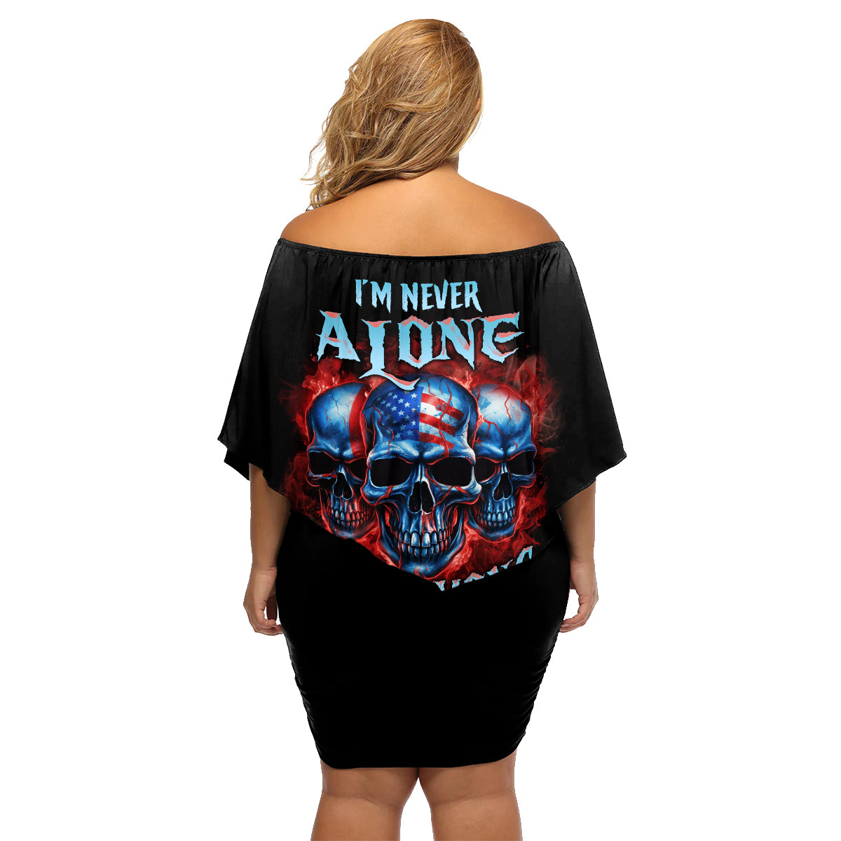 I'm Never Alone My Demons Are With Me 24/7 Family Matching Off Shoulder Short Dress and Hawaiian Shirt - Wonder Print Shop
