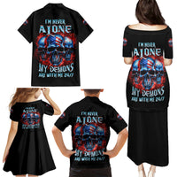I'm Never Alone My Demons Are With Me 24/7 Family Matching Puletasi Dress and Hawaiian Shirt - Wonder Print Shop
